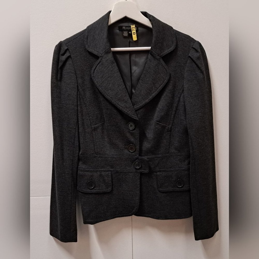Femme de Carriere Women's Jacket Gray Rayon Nylon Size 40 Medium